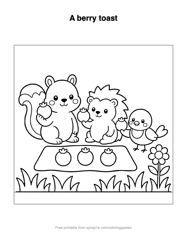 A berry toast — free printable numbers coloring page