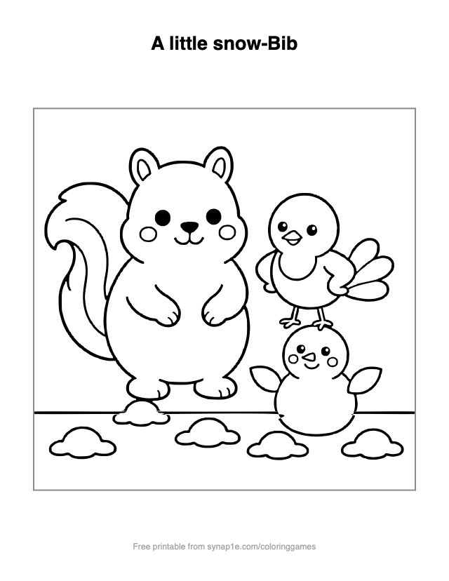A little snow-Bib — free printable numbers coloring page