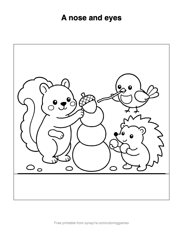 A nose and eyes — free printable numbers coloring page