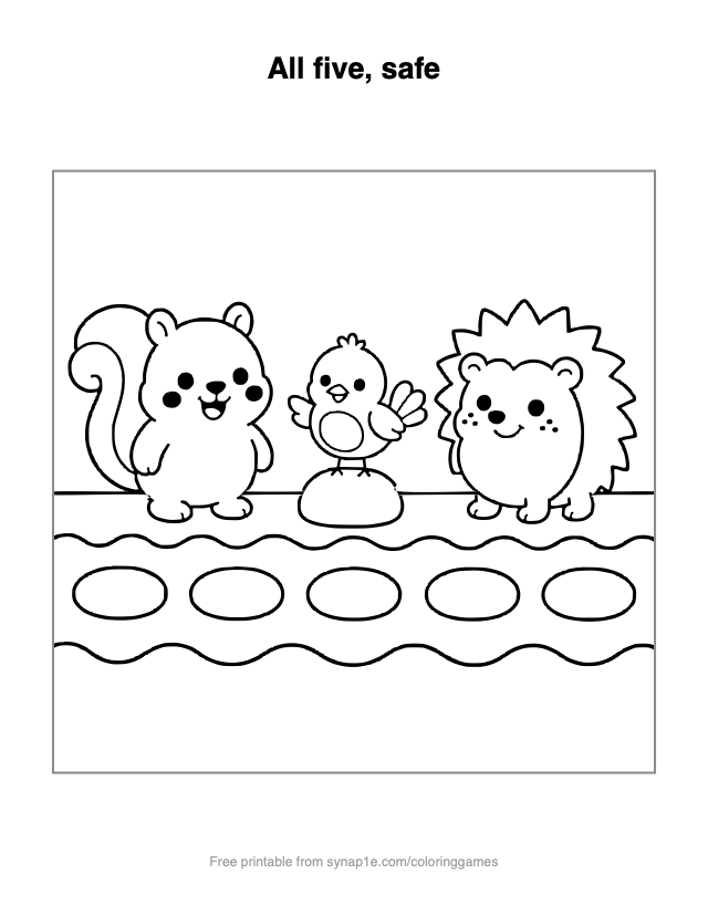 All five, safe — free printable numbers coloring page