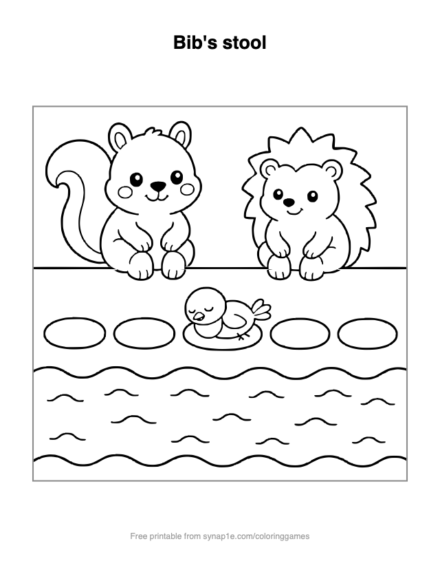 Bib's stool — free printable numbers coloring page