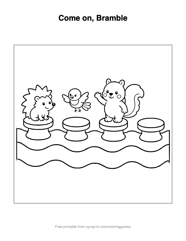 Come on, Bramble — free printable numbers coloring page