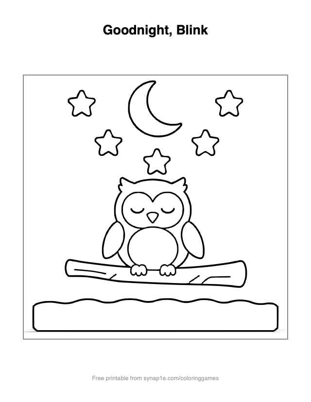 Goodnight, Blink — free printable numbers coloring page
