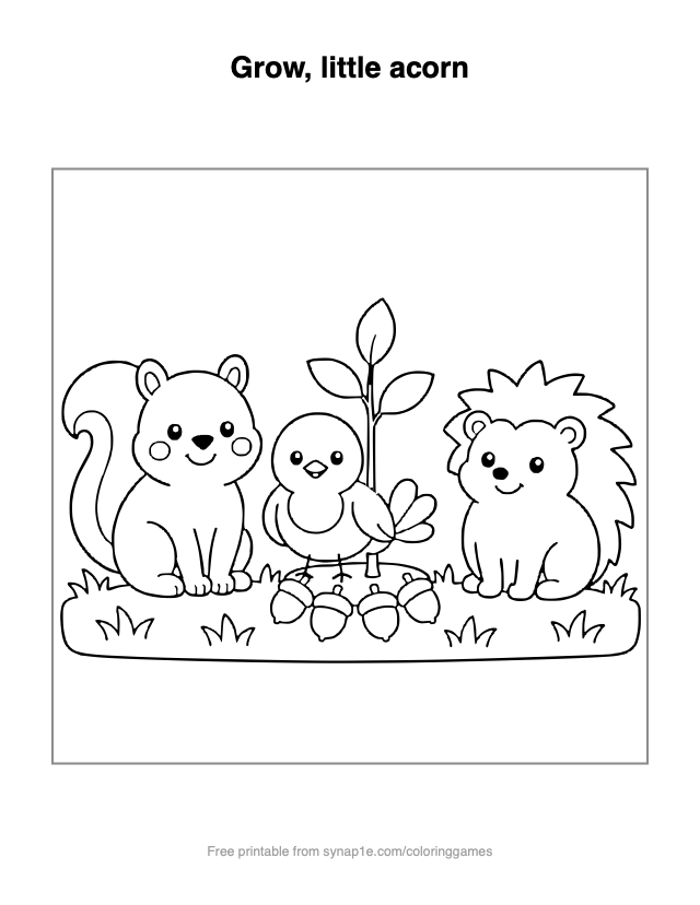 Grow, little acorn — free printable numbers coloring page