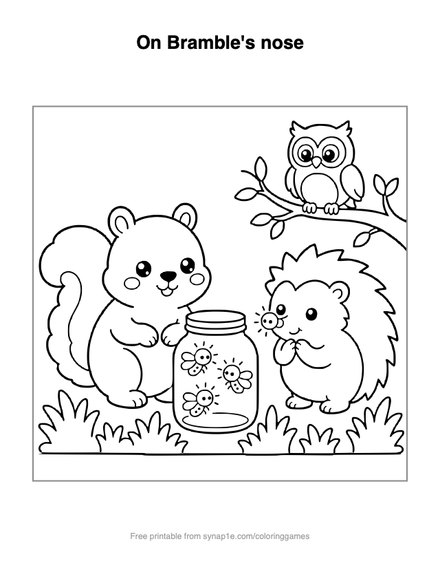 On Bramble's nose — free printable numbers coloring page