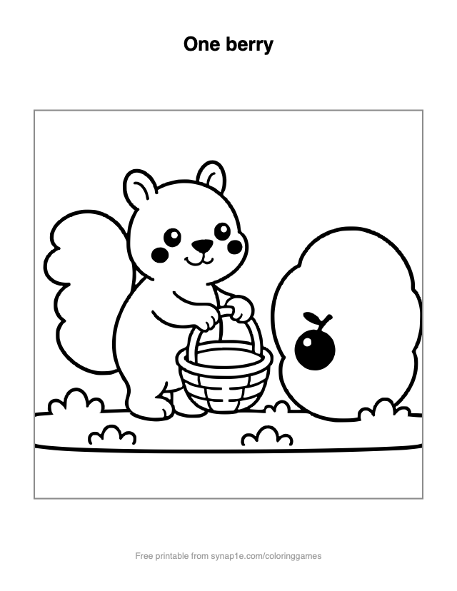 One berry — free printable numbers coloring page