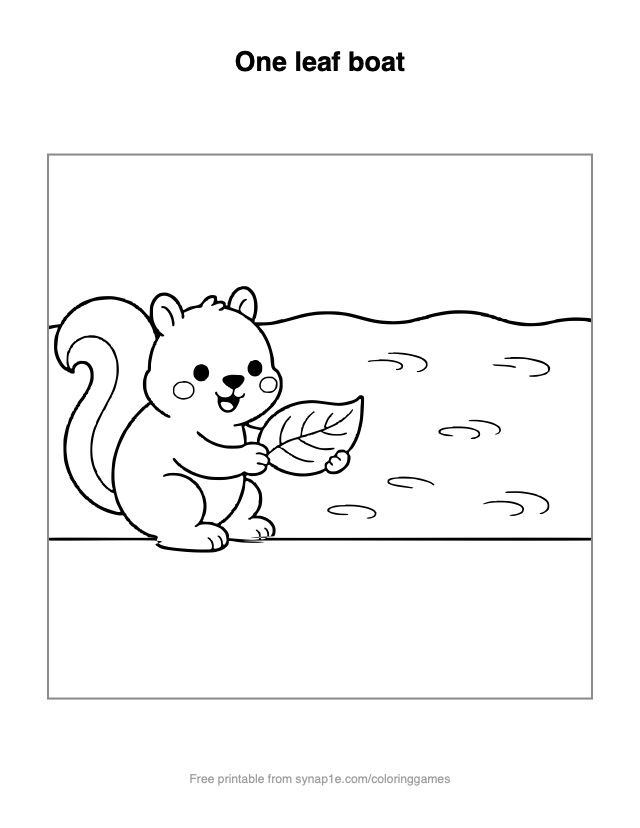 One leaf boat — free printable numbers coloring page