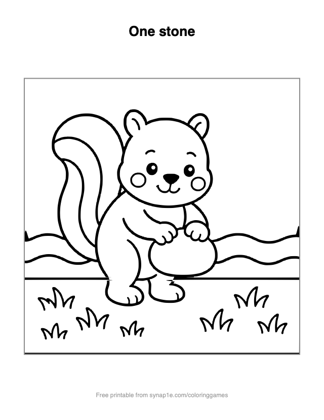 One stone — free printable numbers coloring page