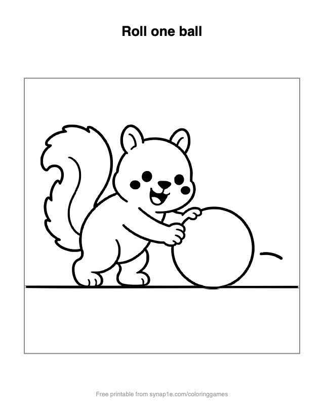 Roll one ball — free printable numbers coloring page