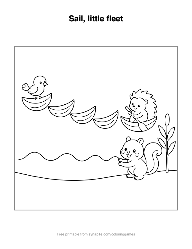 Sail, little fleet — free printable numbers coloring page