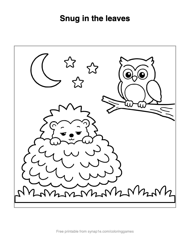 Snug in the leaves — free printable numbers coloring page