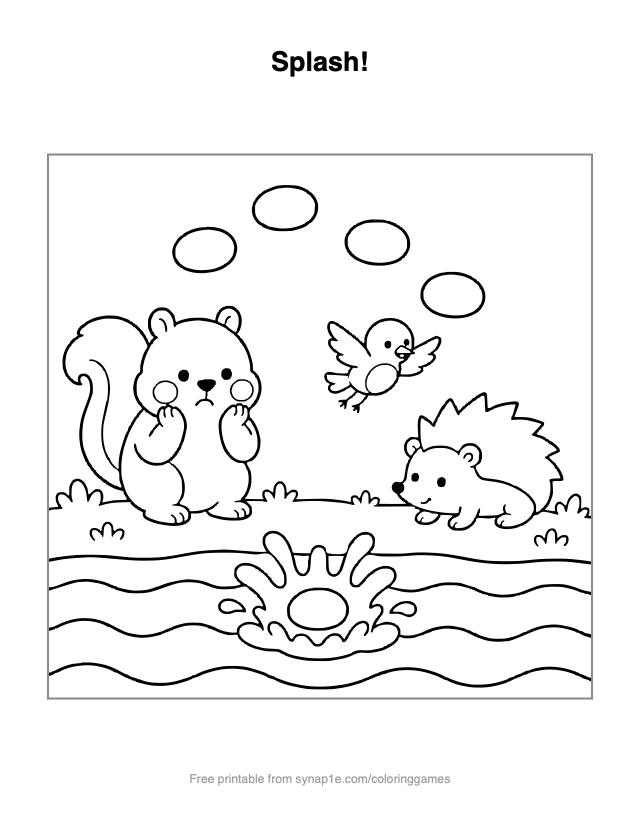 Splash! — free printable numbers coloring page
