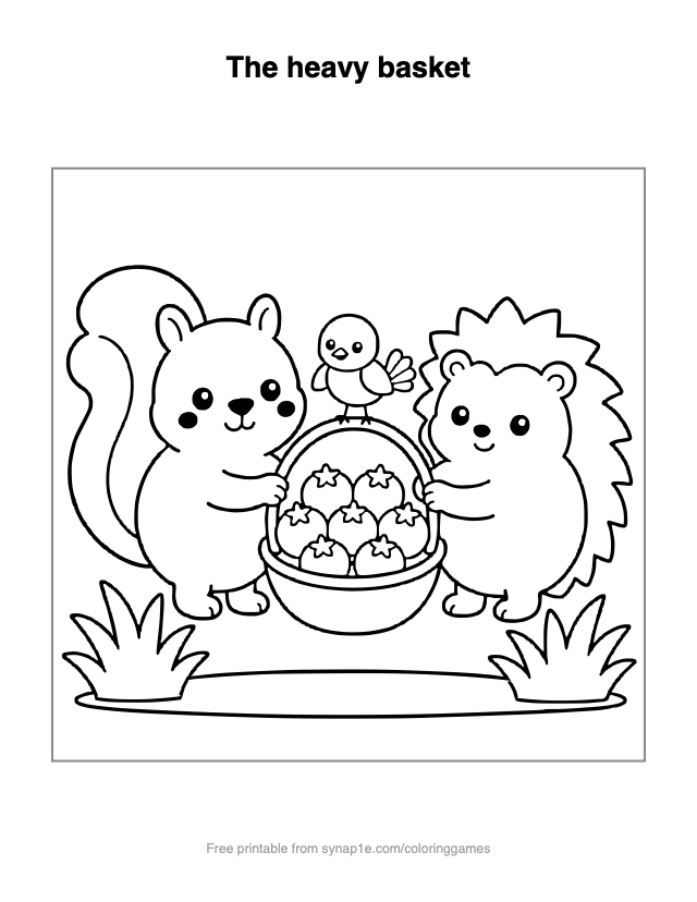 The heavy basket — free printable numbers coloring page