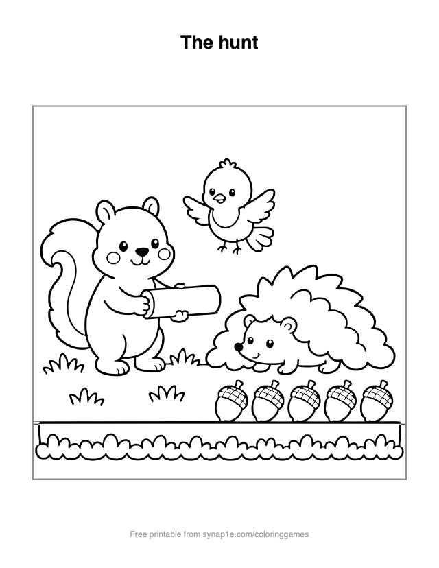The hunt — free printable numbers coloring page