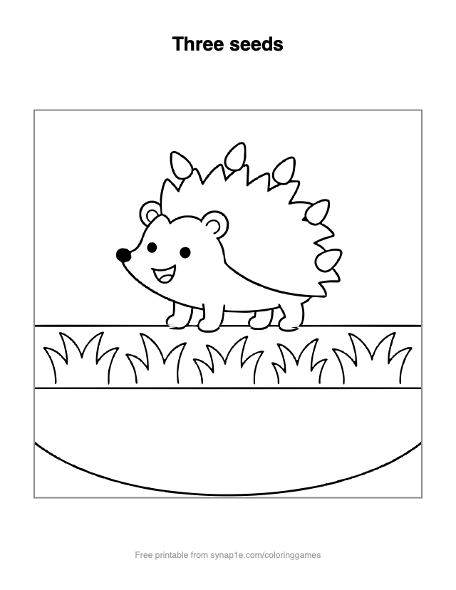 Three seeds — free printable numbers coloring page
