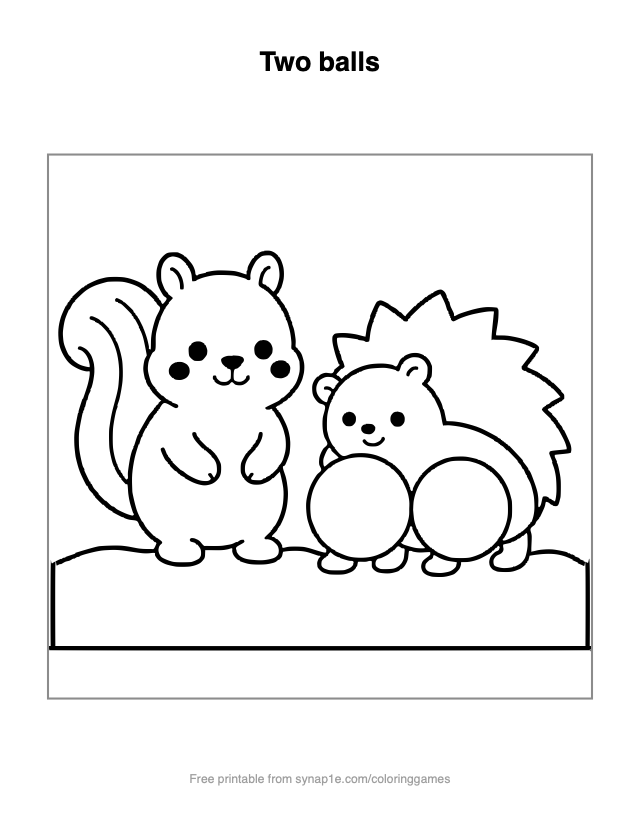 Two balls — free printable numbers coloring page