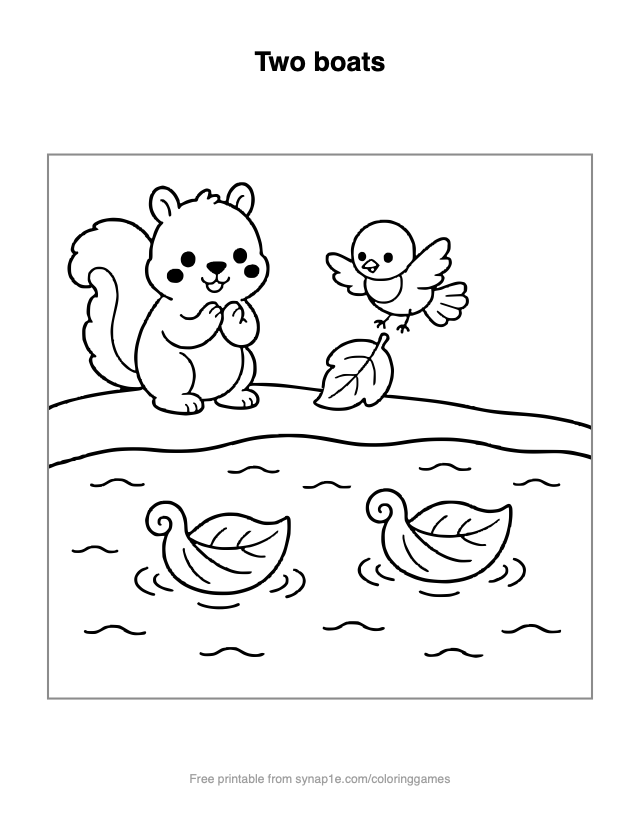 Two boats — free printable numbers coloring page