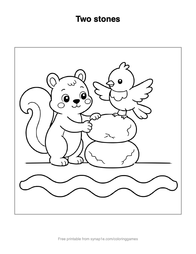 Two stones — free printable numbers coloring page