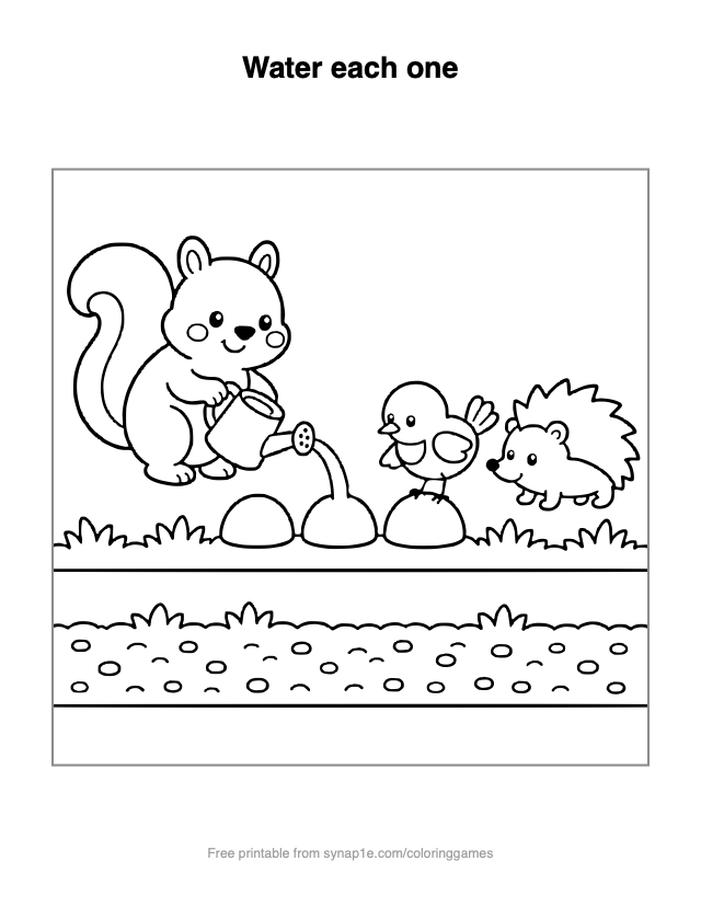 Water each one — free printable numbers coloring page