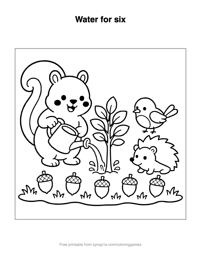 Water for six — free printable numbers coloring page