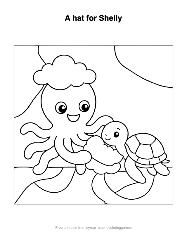 A hat for Shelly — free printable ocean coloring page