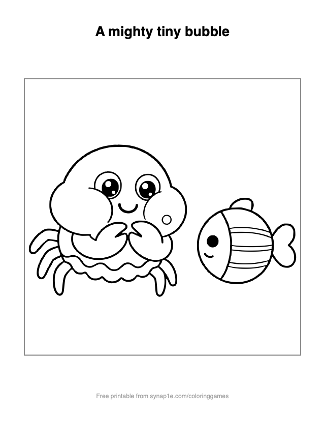 A mighty tiny bubble — free printable ocean coloring page