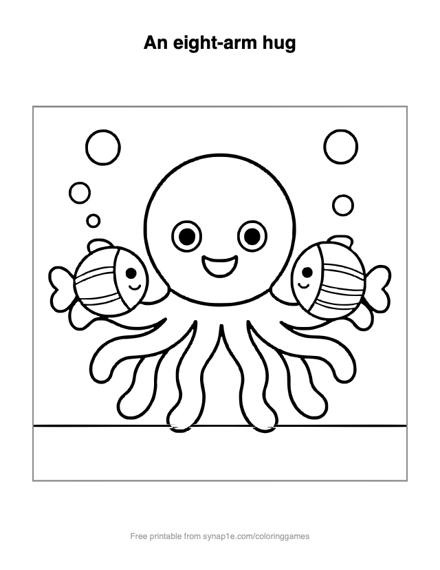 An eight-arm hug — free printable ocean coloring page