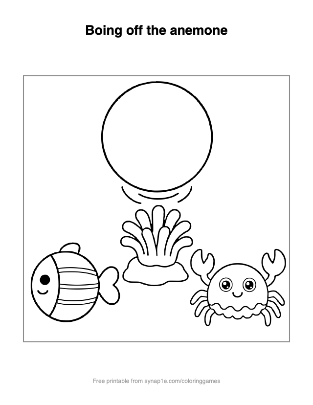 Boing off the anemone — free printable ocean coloring page