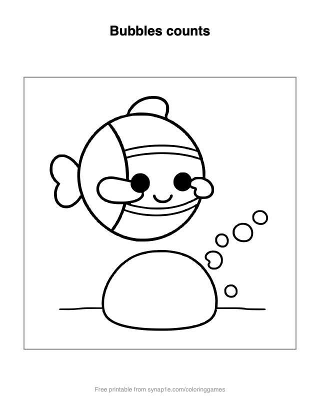 Bubbles counts — free printable ocean coloring page
