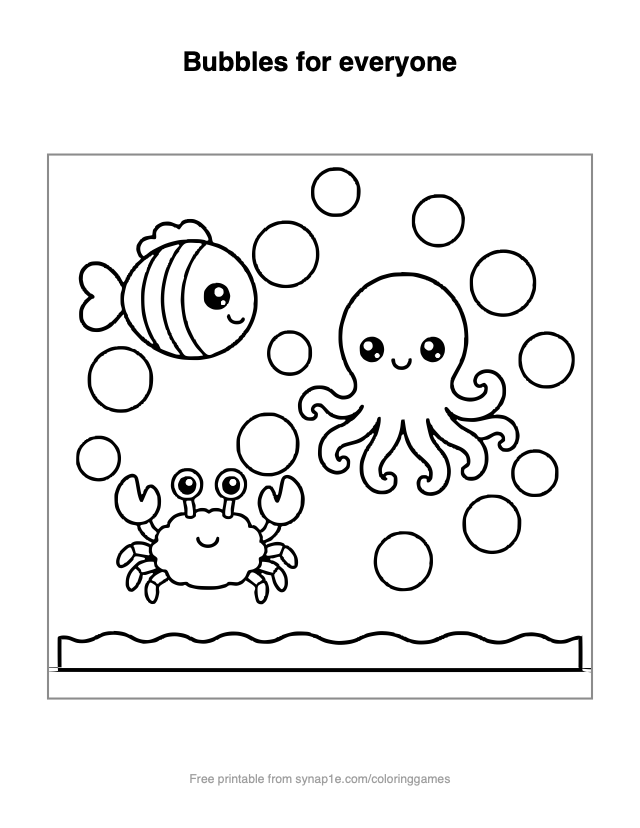 Bubbles for everyone — free printable ocean coloring page