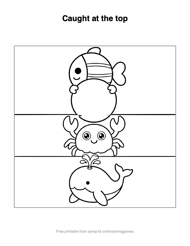Caught at the top — free printable ocean coloring page