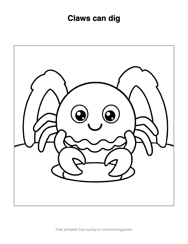 Claws can dig — free printable ocean coloring page