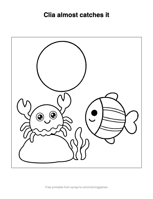 Clia almost catches it — free printable ocean coloring page