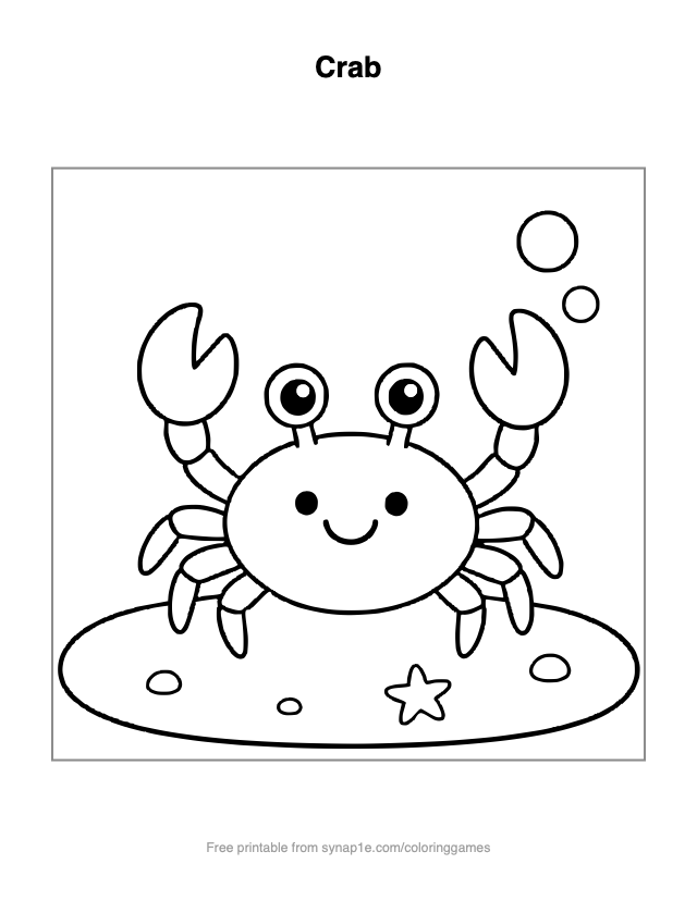 Crab — free printable ocean coloring page