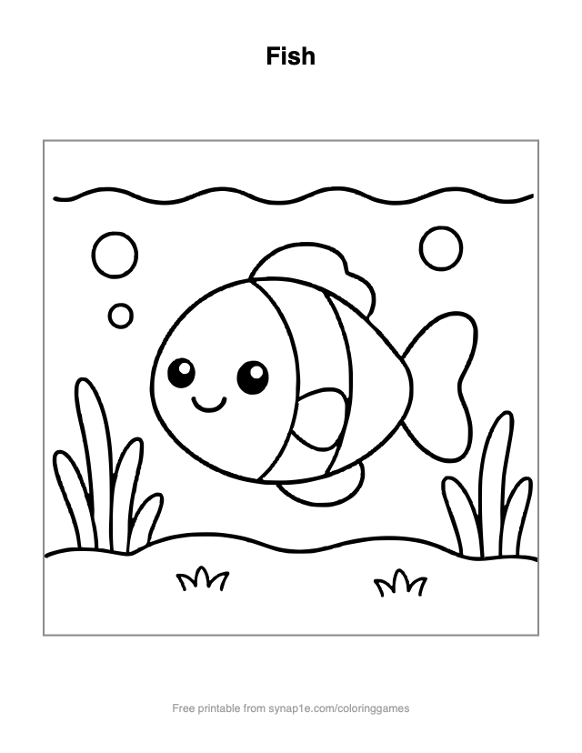 Fish — free printable ocean coloring page