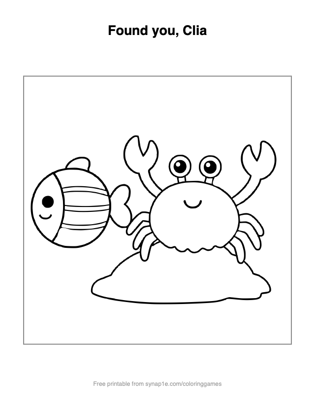 Found you, Clia — free printable ocean coloring page