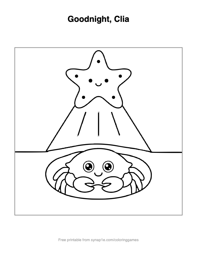 Goodnight, Clia — free printable ocean coloring page