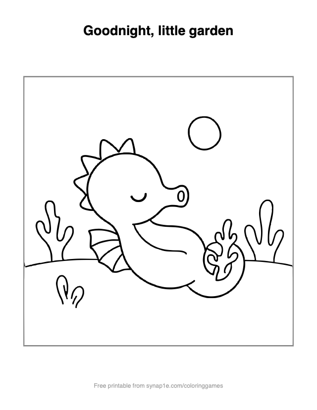 Goodnight, little garden — free printable ocean coloring page