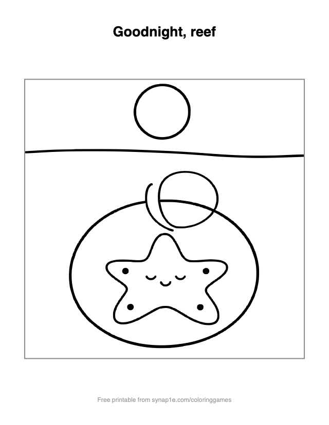 Goodnight, reef — free printable ocean coloring page