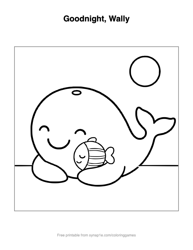 Goodnight, Wally — free printable ocean coloring page