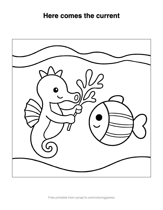 Here comes the current — free printable ocean coloring page