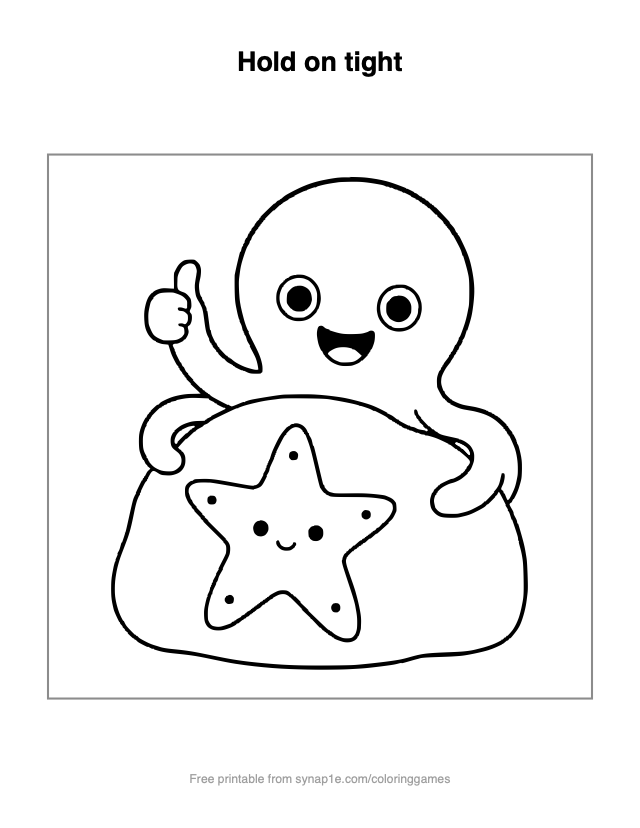 Hold on tight — free printable ocean coloring page