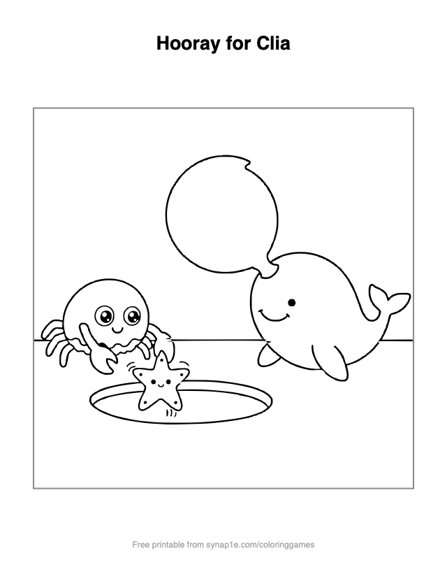 Hooray for Clia — free printable ocean coloring page