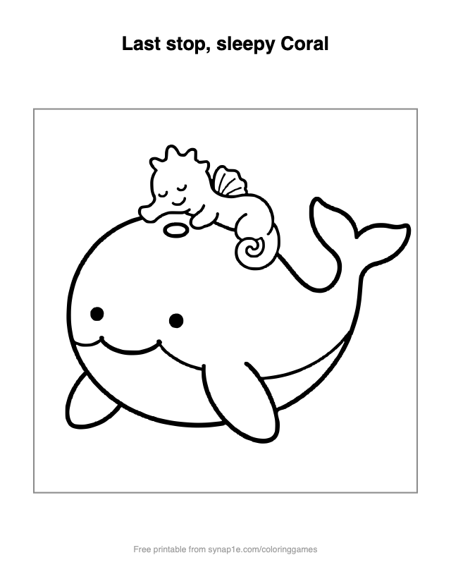 Last stop, sleepy Coral — free printable ocean coloring page