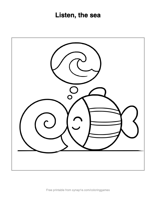 Listen, the sea — free printable ocean coloring page