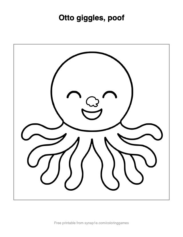 Otto giggles, poof — free printable ocean coloring page