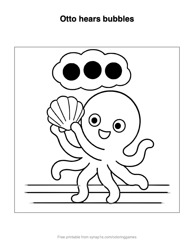 Otto hears bubbles — free printable ocean coloring page