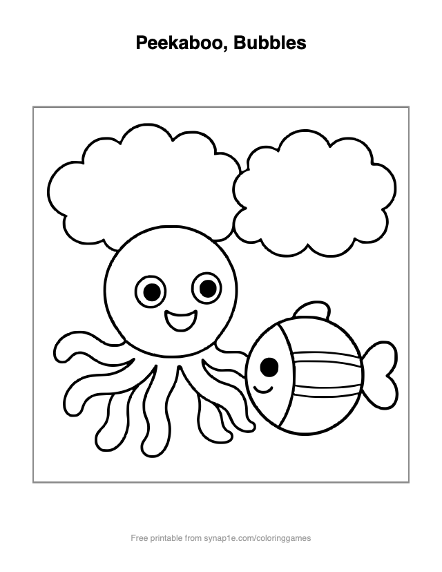 Peekaboo, Bubbles — free printable ocean coloring page