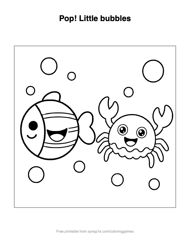 Pop! Little bubbles — free printable ocean coloring page