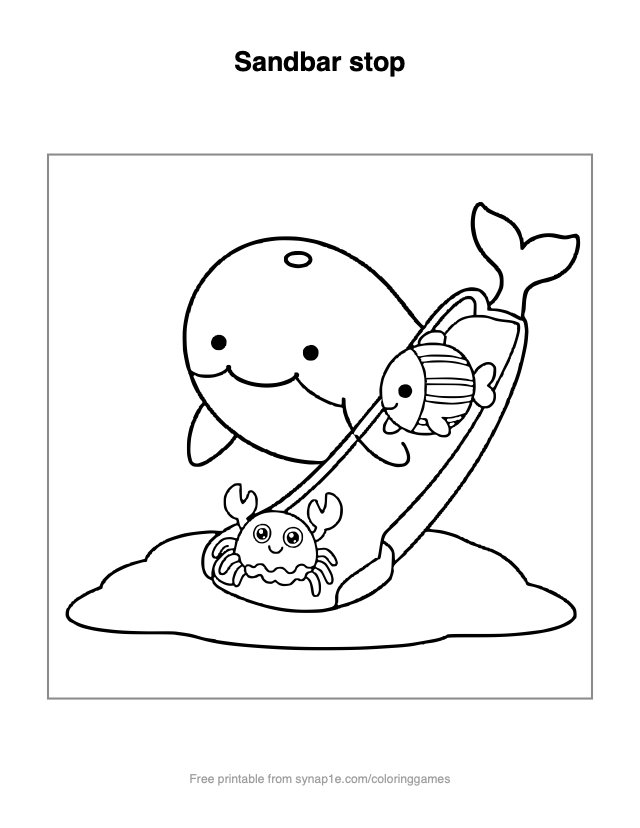 Sandbar stop — free printable ocean coloring page
